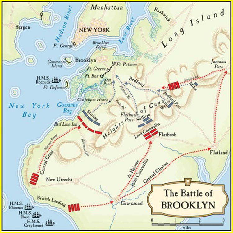 Map showing the Battle for Long Island/Brooklyn